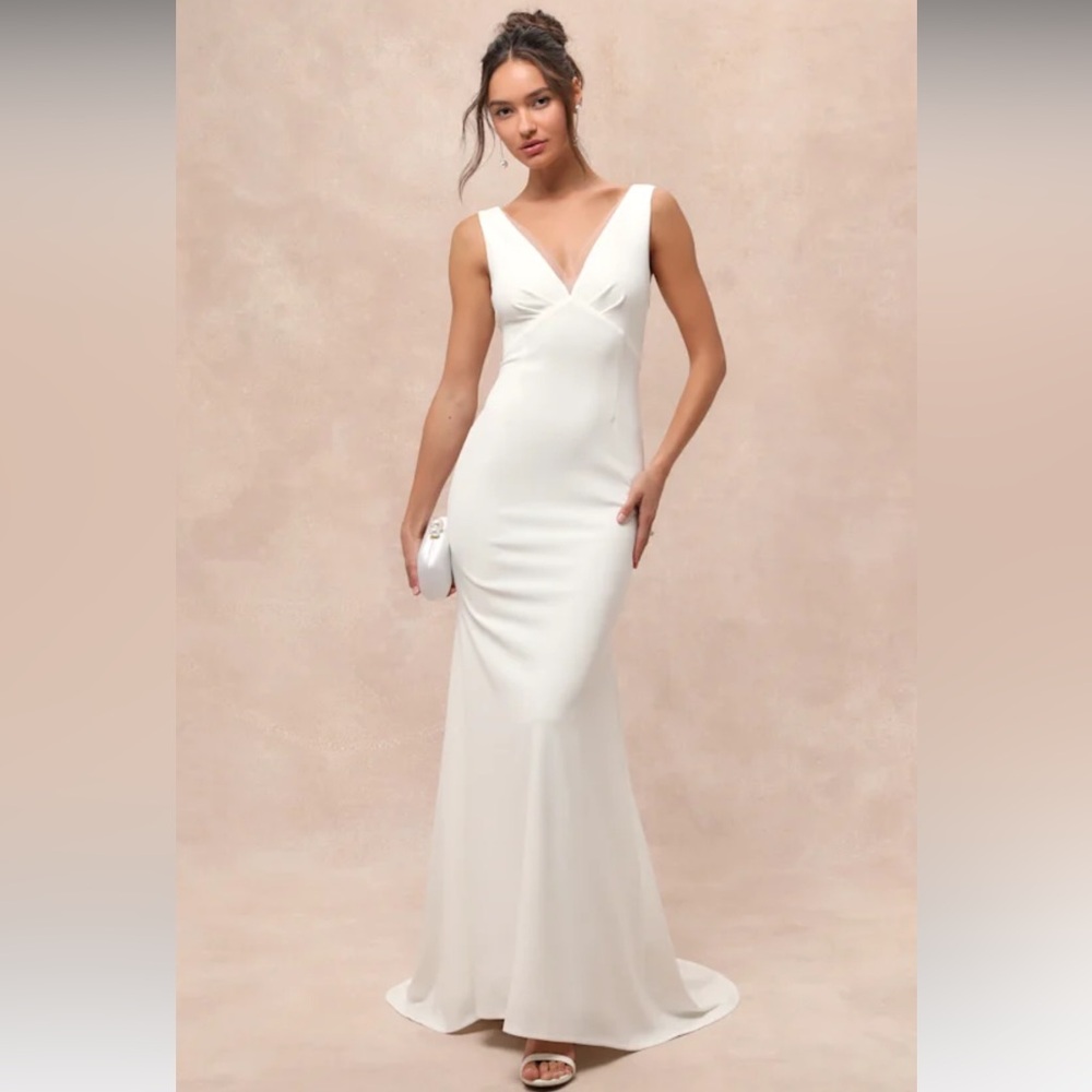 Lulu’s White Wedding Bridal Evening Mermaid Dress Gown XS